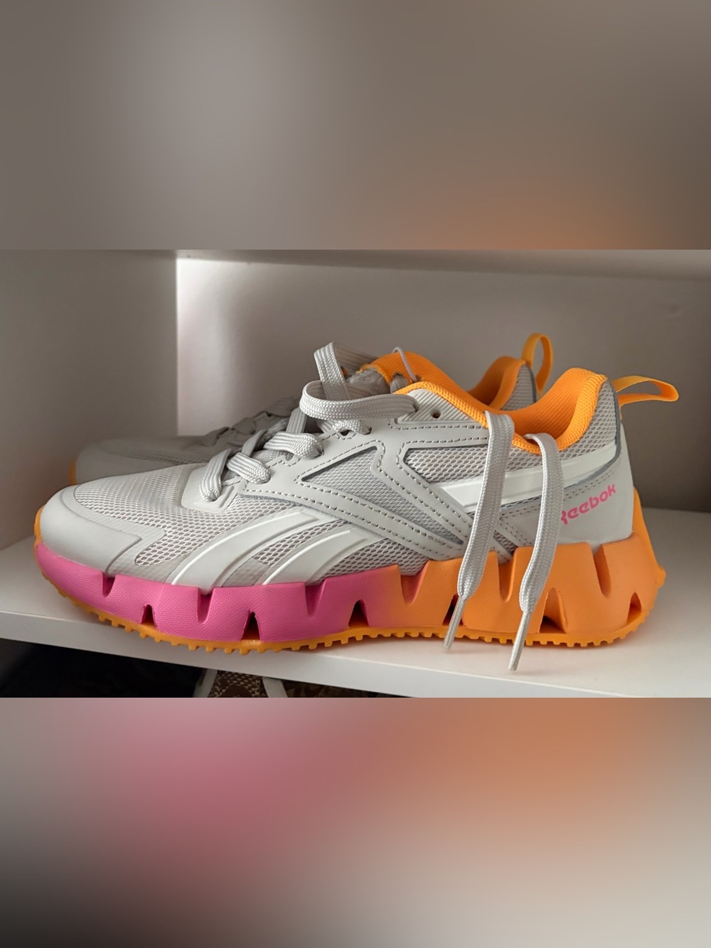 Reebok Women's Athletic Sneakers in White with Pink & Orange